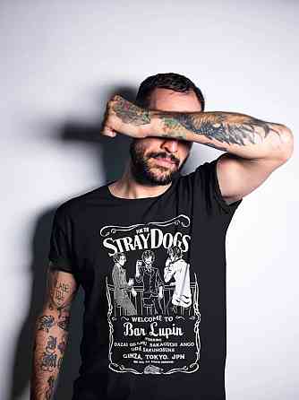 Футболка для хлопчика з аніме принтом Бунгоу Страй Догс Накаджіма оверсайз (зріст від 165 до 180) Чорний AnimeJ0449m Дніпро