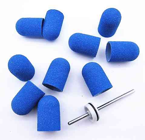 Набор Колпачки педикюрные на пластиковой основе 150 гритт синие 10 шт плюс основа держатель. Киев