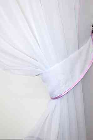 Кухонные шторы VR-Textil № 091к с ламбрекеном и подвязками сиреневый с белым 280х170 см (59-834) Киев