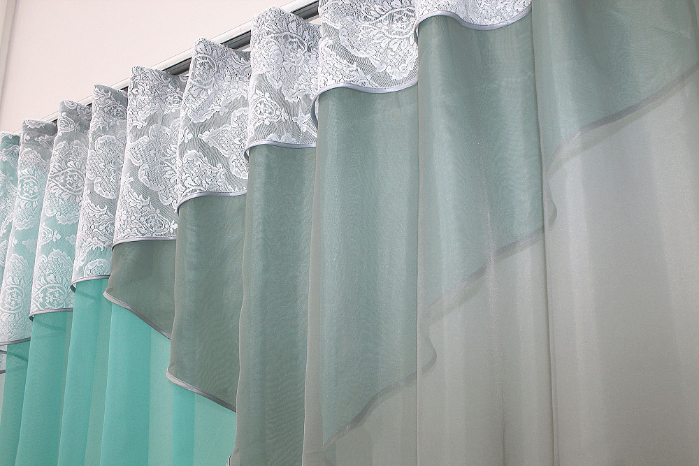 Кухонная занавеска (290х165см) цвет бирюзовый с серым 00к 59-556 Киев - изображение 5