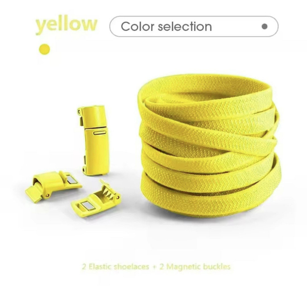 Еластичні шнурки без зав'язок з магнітними застібками в один колір Жовтий Смела - изображение 1