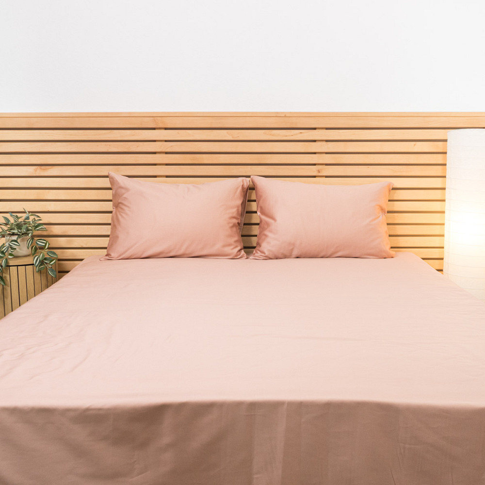 Євро комплект постільної білизни Сатин Гладкий 135 г/м2 YouStar (Фраппе) 2 х 70х70 Суми - фото 6