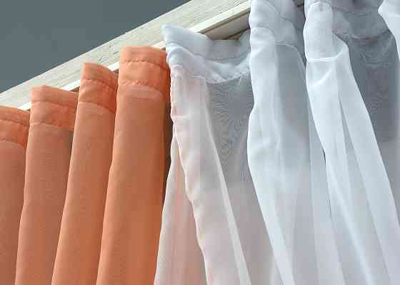 Кухонные шторки VR-Textil № 096к с подвязками персиковый с белым 400х170 см (52-1184) Киев