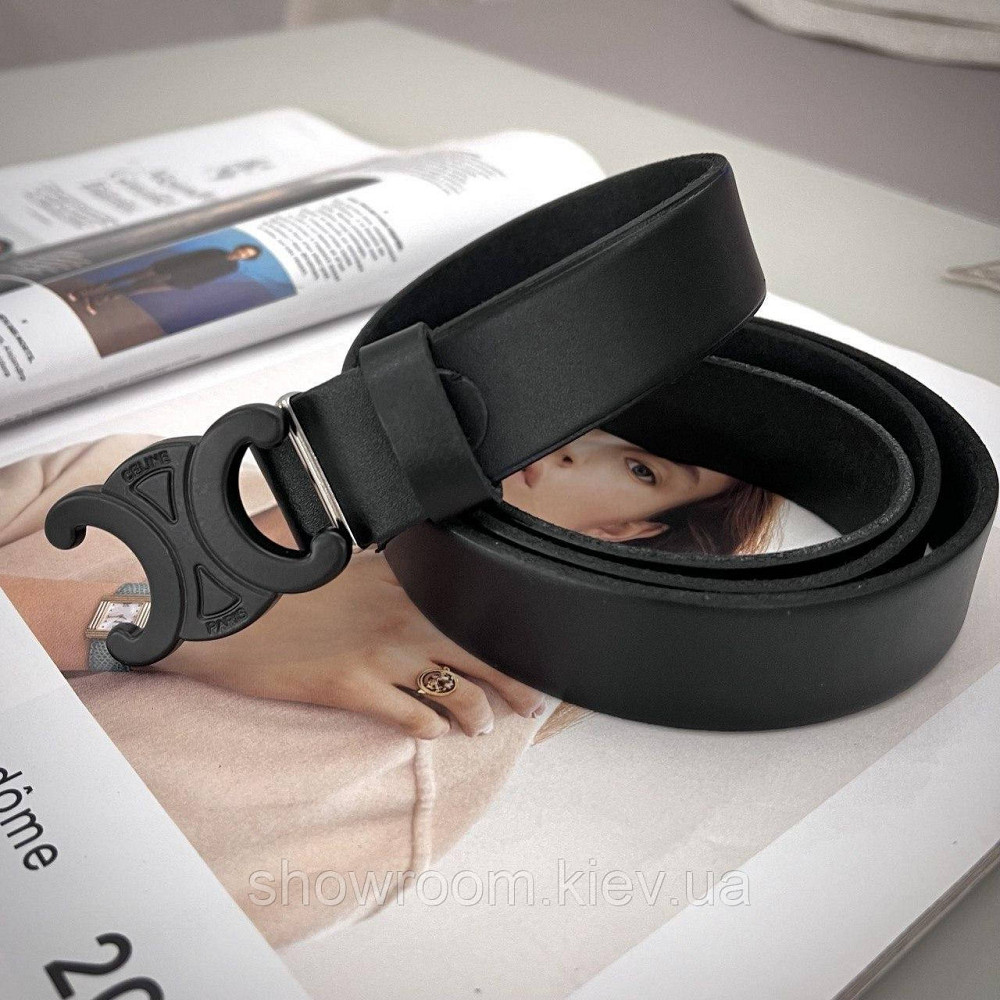 Кожаный женский брендовый ремень black (3 cм) Киев - изображение 4