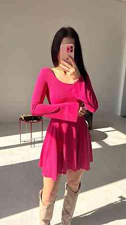 Жіноча стильна романтична сукня вільного крою з трикотажу в рубчик Малина, 42/44 Одеса