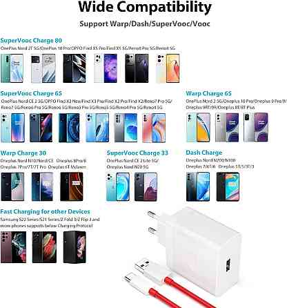 Зарядний пристрій OnePlus SuperVOOC 100W USB Type-C білий блок живлення для смартфона швидка зарядка Миколаїв