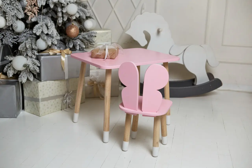 Дитячий прямокутний столик (Рожевий) та стільчик Метелик (Рожевий) Київ - фото 4