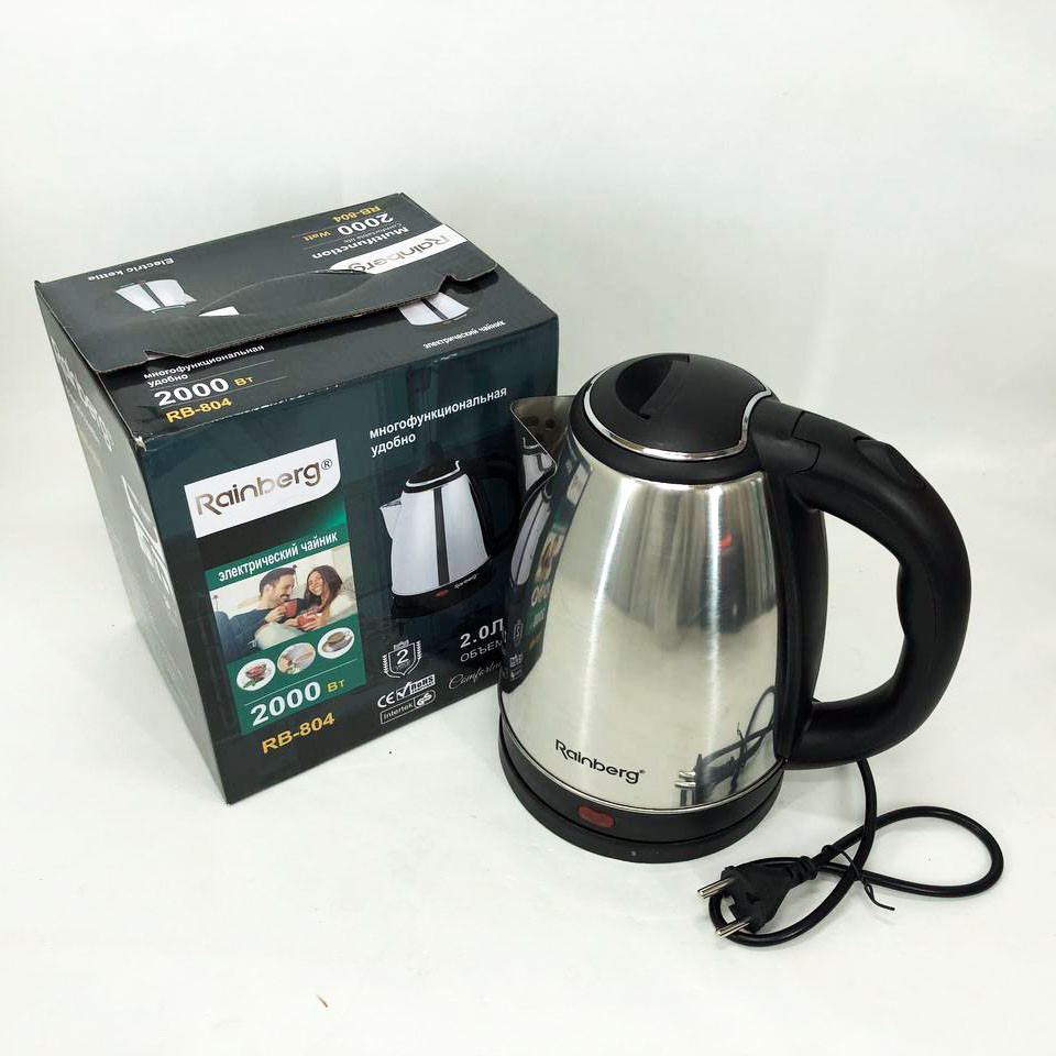 Чайник електричний для дому Rainberg RB-804 2л 2000 Вт, Електричний чайник для дому на кухню CZ-38 Львів - фото 9