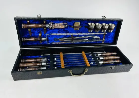 Набори шампурів, Набір шампурів у шкіряному кейсі VIP 7 Шампури, вертіла Тернопіль