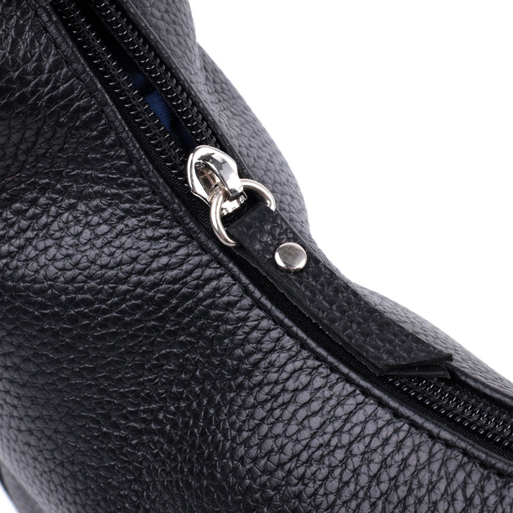 Сумка багет з регульованим ременем із зернистої натуральної шкіри Shvigel 22833 Чорна Київ - фото 6