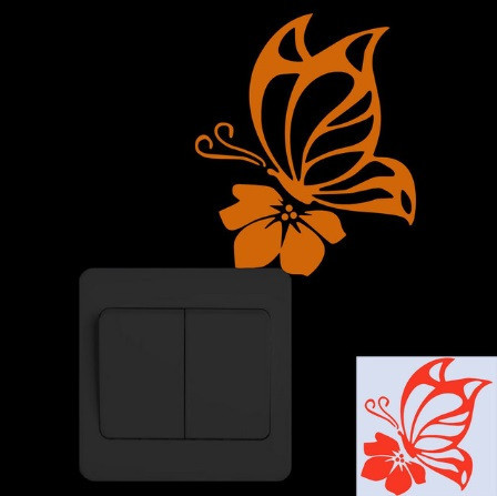 Люмінесцентна помаранчева наклейка "Метелик" - 10*10см (наклейка набирає світло і світиться в темряві) Київ - фото 1