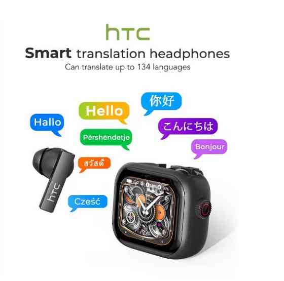 Бездротові навушники HTC NE40 — AI-перевод на 131 мову, сенсорний дисплей, до 48 год роботи Запоріжжя
