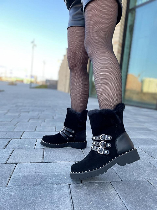 Унты женские M.KRAFT черные натуральная замша зима высота 15см обхват 28см подошва 2/3см размер Коломыя - изображение 6