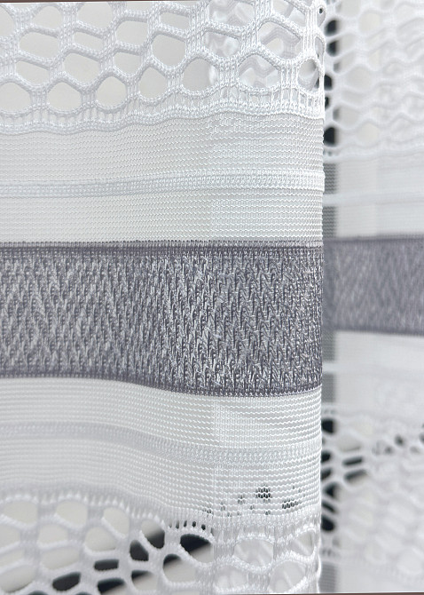 Короткий тюль VR-Textil 1947т Жаккард Белый с серым 300х145 см (42-0899) Киев - изображение 5