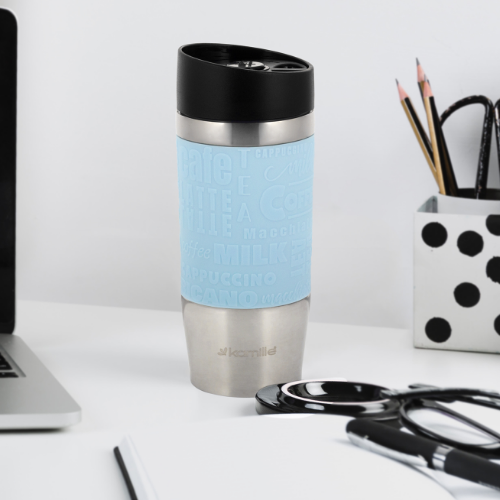 Термочашка 280мл з TPR вставкою нержавіюча сталь (ментол.,блакитний,ліловий,сірий) Kamille 2152 Житомир - фото 10