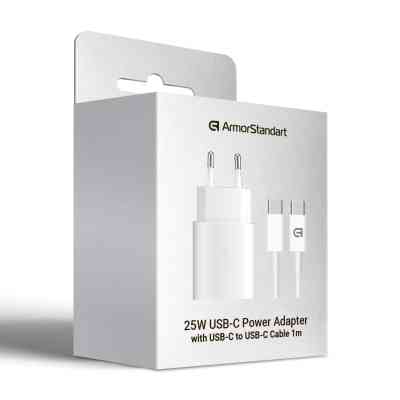 Зарядное устройство Armorstandart AR-TA800W USB-C 25W White + cable USB-C to USB-C (ARM63804) Винница