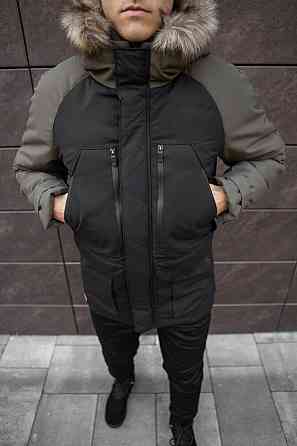 Парка мужская зимняя средняя на коттоне с капюшоном Pobedov seniora udacha Киев