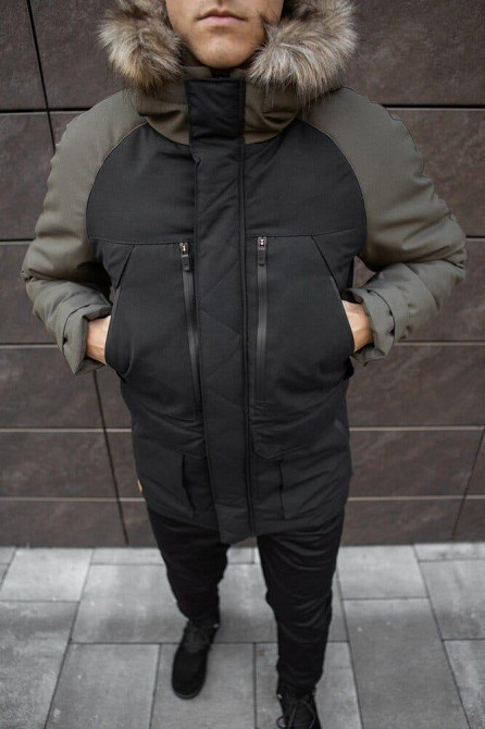 Парка мужская зимняя средняя на коттоне с капюшоном Pobedov seniora udacha Киев - изображение 1