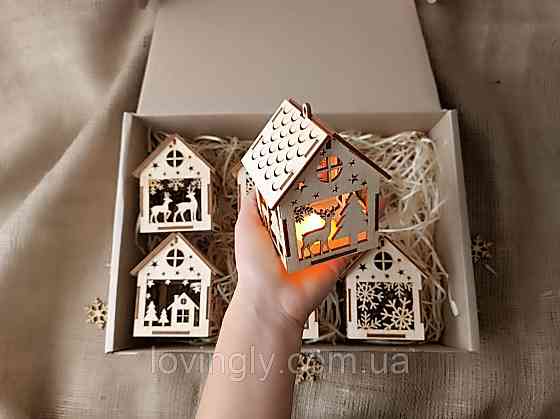 Подарунковий набір з шести будиночків LED підсвітка 10 см Ірпінь