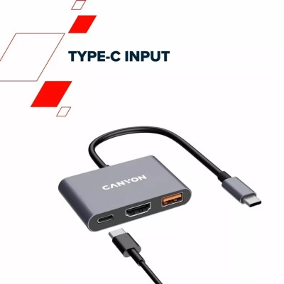 Концентратор Canyon hub DS-4 3in1 USB-C Grey (CNS-TDS4) Вінниця - фото 6
