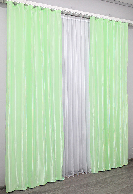 Комплект готових штор VR-Textil Атлас № 739ш Салатовий 100х270 см 2 шт (31-208) Київ - фото 4