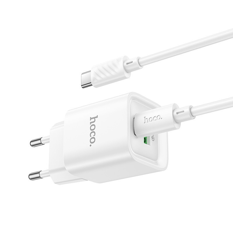 Мережевий зарядний пристрій з кабелем HOCO C147A Charm PD20W+QC3.0 charger set (C to C)(EU) White Київ - фото 5
