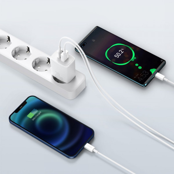 Зарядний пристрій 2xUSB 20W (USB-C+USB-A) Білий Baseus (CCXJ-B02) Киев - изображение 7