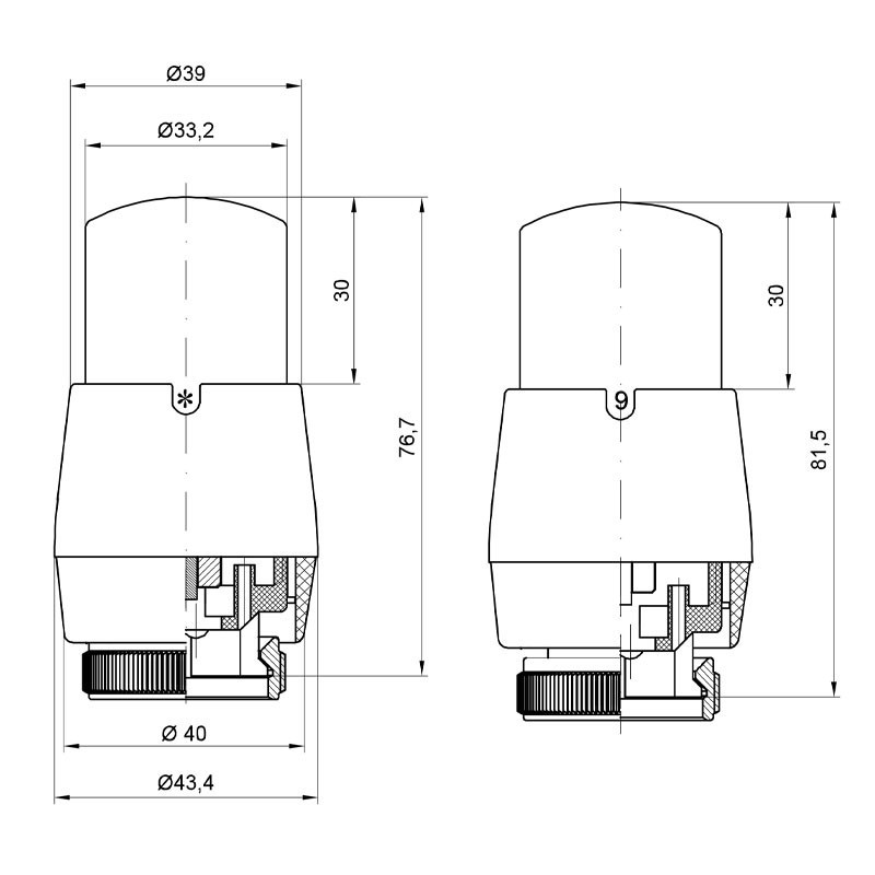 Комплект вентилей с термоголокой Vario Term VISION 3-х осевой, правый, черный структурный Киев - изображение 5