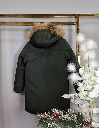 Детская зимняя куртка на мальчика подростка хаки на 9 лет на холофайбере Николаев