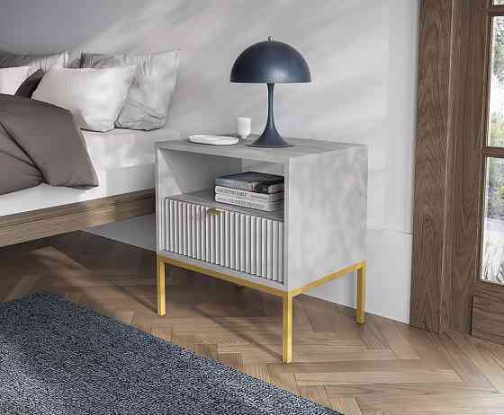 Тумба прикроватная Perfect Home Новая/Nova с 1 ящиком и золотыми ножками S54 Серый (PFH-091257) Днепр
