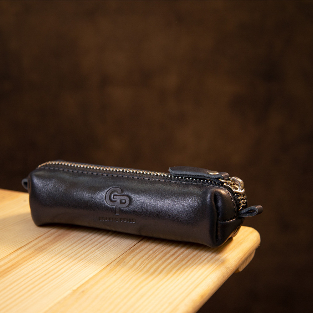 Шкіряна практична ключниця GRANDE PELLE 11340 Темно-синій Київ - фото 7