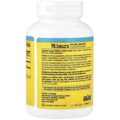 Вітамінно-мінеральний комплекс Natural Factors Вітамін D3 для дітей, 10 мкг (400 МО), смак ягід, Chewable Vitamin D3, (NFS-01546) Вінниця