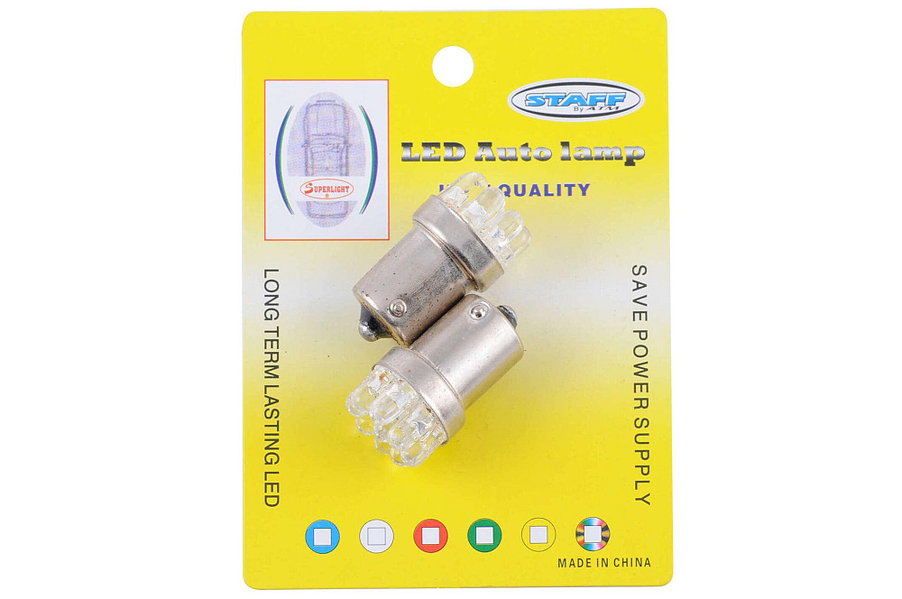 Лампа діодна S25 (пара) (синя, 9 кристалів) STAFF Київ - фото 1