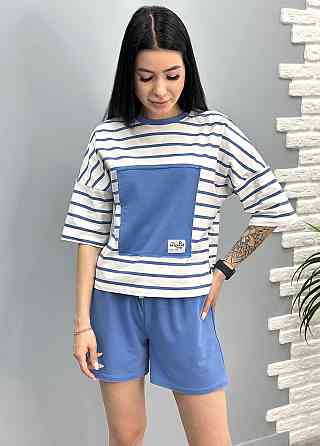 Легкий спортивний костюм у смужку "Smart" оптом | Батал | Розпродаж моделі Джинс, 50-52 Київ