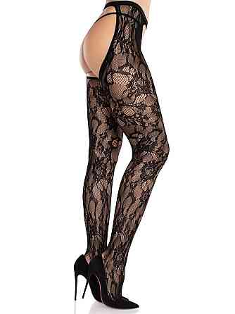 Колготки Leg Avenue Rose Lace Crotchless Tights with Open One Size Black Sex Aura Киев