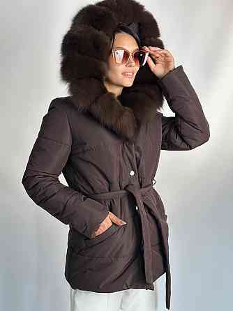 Женский пуховик Oslo с мехом финского песца Шоколад, 46, Т.Соболь Харьков