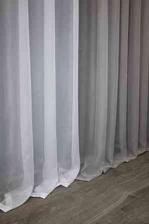 Декоративная гардина VR-Textil № 002дк шифон серый с белым 600х250 (11-0056) Киев