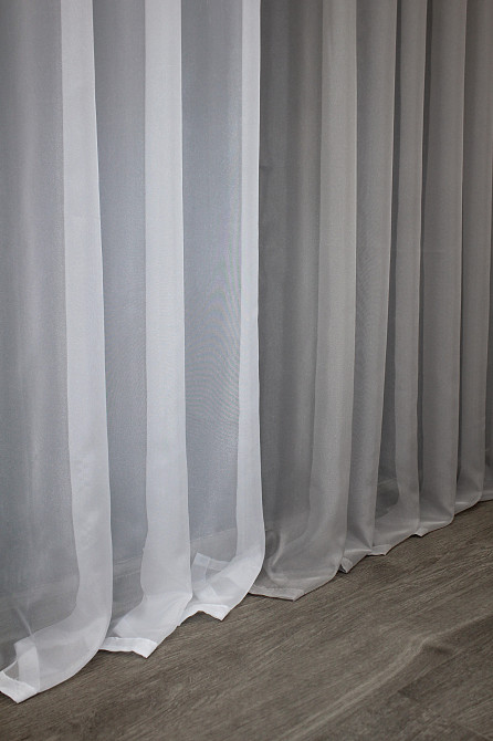 Декоративная гардина VR-Textil № 002дк шифон серый с белым 600х250 (11-0056) Киев - изображение 6