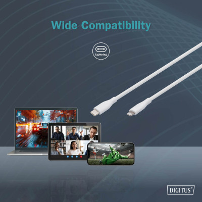 Дата кабель USB-C to Lightning 2.0m USB 2.0 60W silicone white Digitus (AK-600110-020-W) Вінниця - фото 9