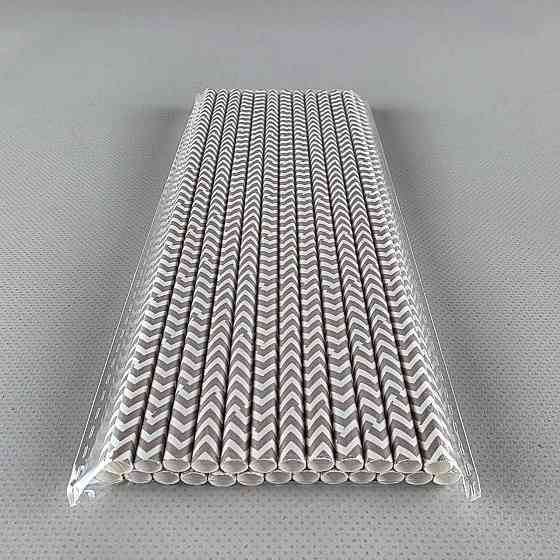 Соломка трубочка паперова Ø 5 мм 20 см "Ялинка" срібляста 25 шт (1 пачка) Харків