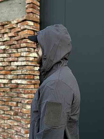 Темно-сіра тактична куртка літня для військових, легка, з капюшоном, блискавками та липучками Львів