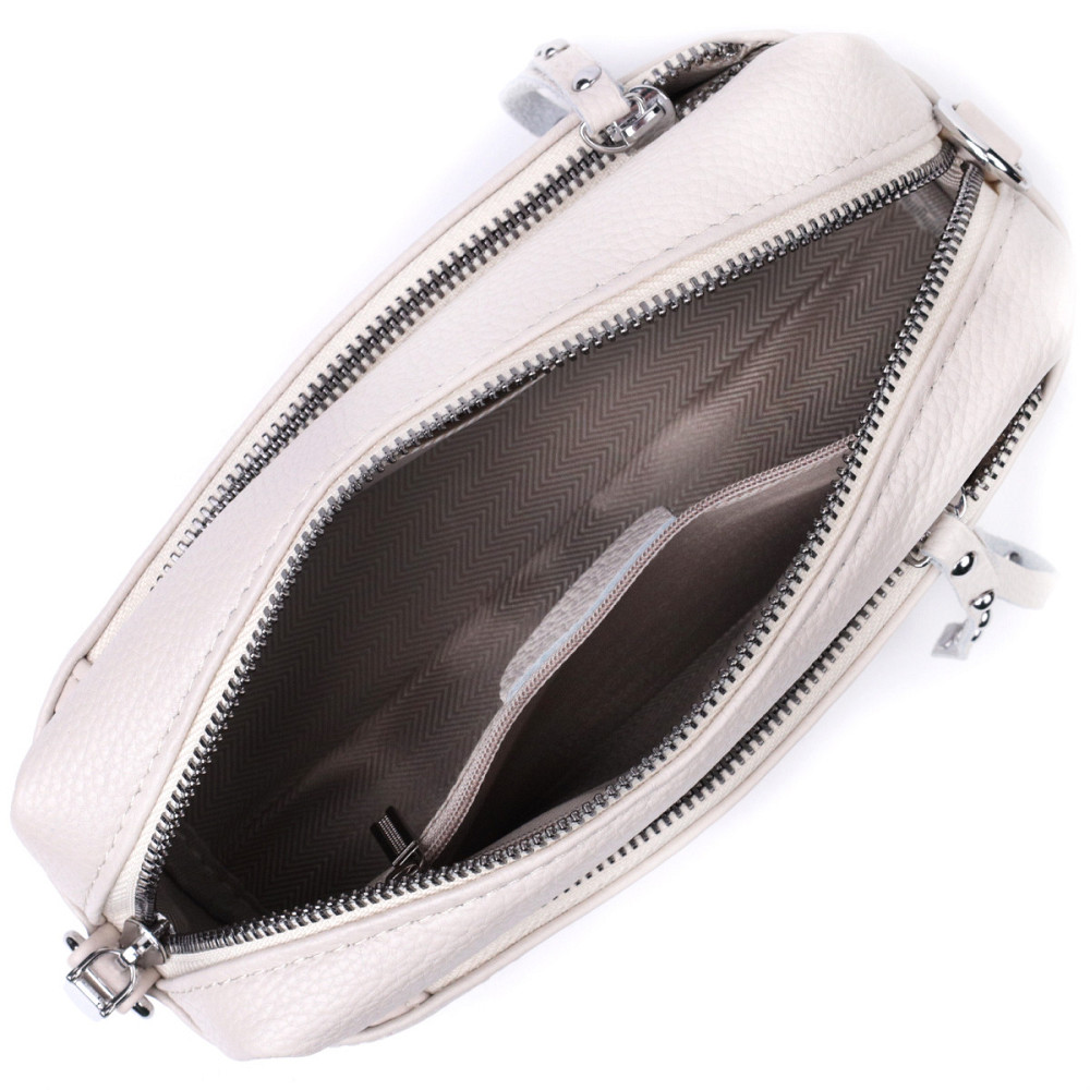 Интересная женская кожаная сумка из стильным бегунком Vintage 22653 Белая Киев - изображение 9