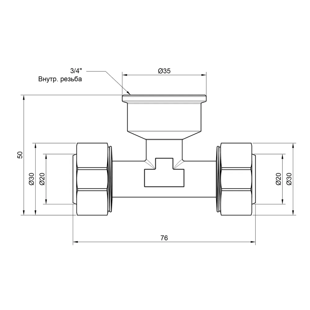 Трійник обтискний Thermo Alliance Standart 20х3/4"х20 ВР SD159W2020 Київ - фото 5