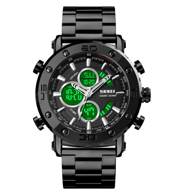 Мужские часы Skmei 1636 с браслетом Черный с белым Винница - изображение 4