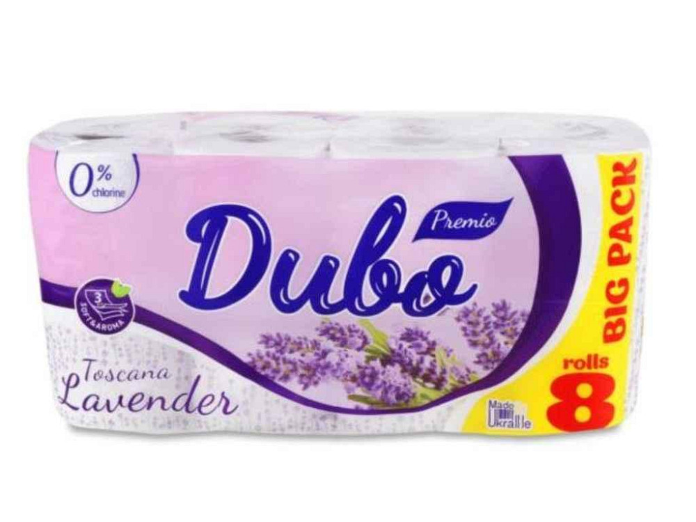 Туалетний папір 8шт 3шари на гільзі Toskana Lavender ТМ ДИВО Київ - фото 1
