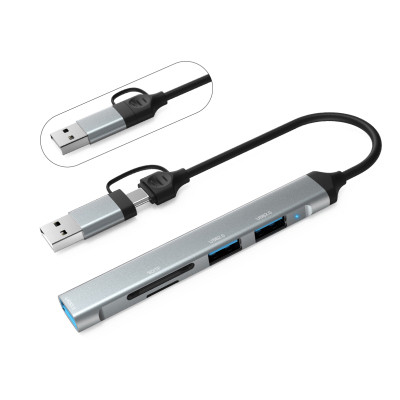Концентратор Dynamode 5-in-1 USB Type-C/Type-A to 1хUSB3.0, 2xUSB 2.0, card-reader SD/MicroSD (DM-UH-514) Винница - изображение 1