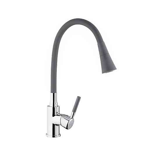 Смеситель для кухни с гибким изливом Kroner KRM Kuche - C132GRA хром/серый Киев