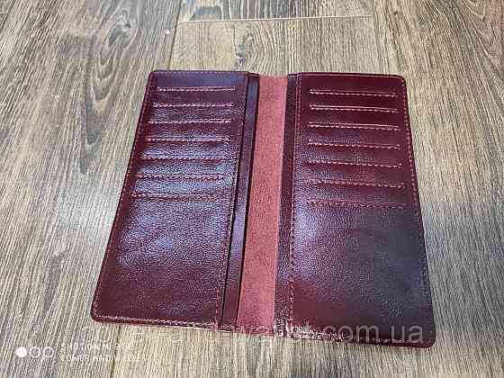 Стильний бордовий шкіряний купюрник ручної роботи ST Leather Київ