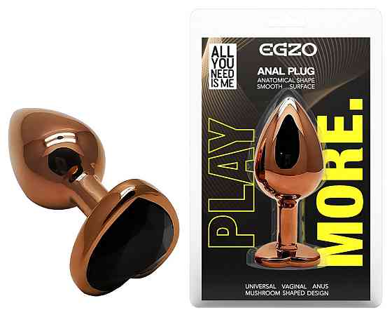 Анальная пробка с кристаллом EGZO - Dark Gold Heart Plug Black, size S Sex Aura Киев