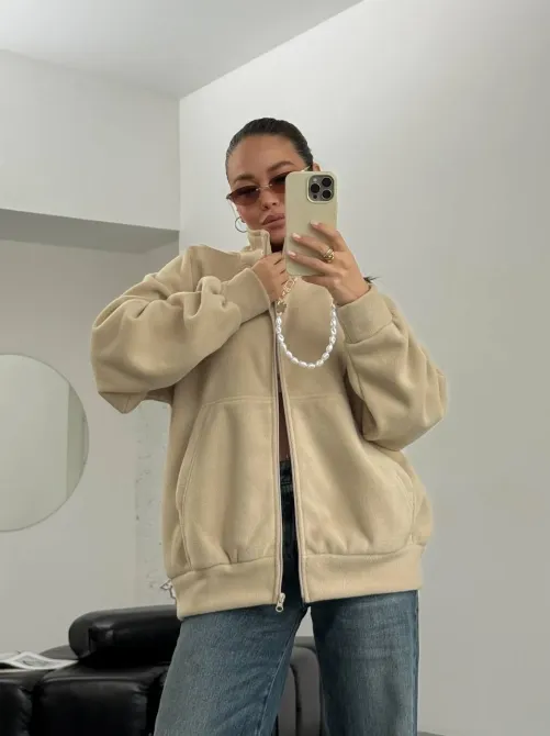 Женская базовая флисовая кофта оверсайз на молнии женская базовая флисовая кофта Харьков - изображение 7